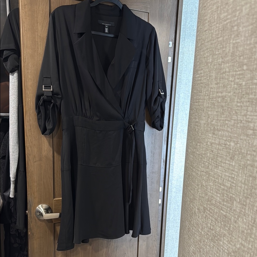 White House Black Market Black Sheath Dress with Notched Collar